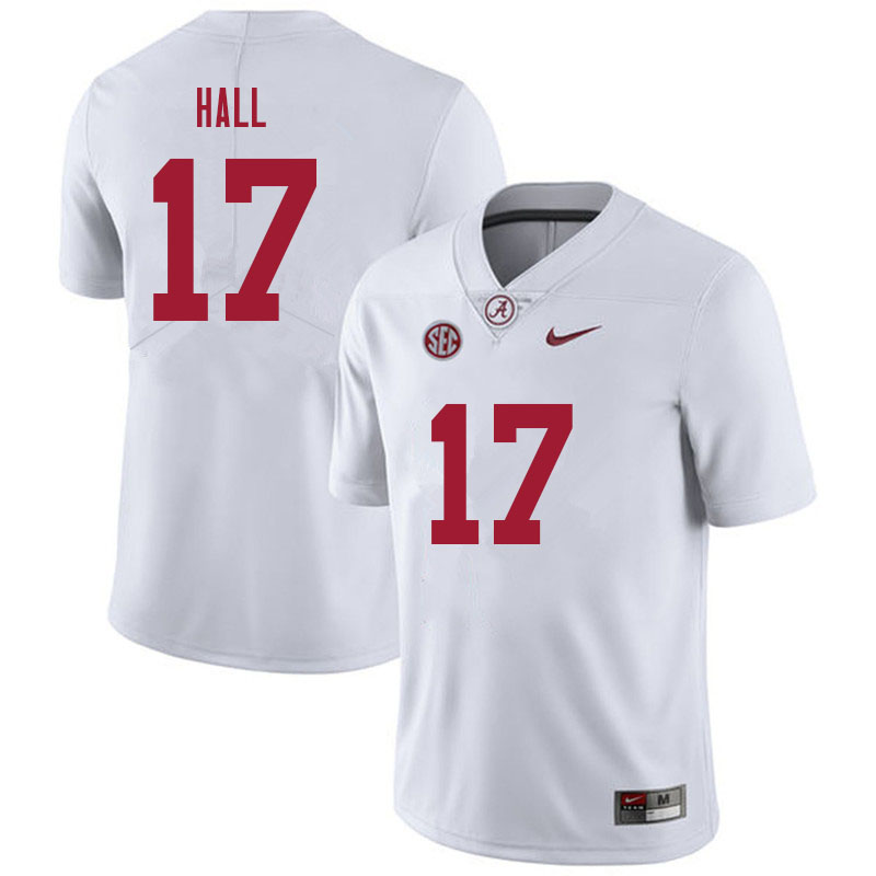 Alabama Crimson Tide Men's Agiye Hall #17 White NCAA Nike Authentic Stitched 2021 College Football Jersey KK16C15HY